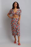 Buy_Nautanky_Grey 100% Fine Cotton Printed Hibiscus V Neck Skirt Set  _Online_at_Aza_Fashions