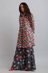 Nautanky_Grey 100% Fine Cotton Firangipani Print, Hibiscus Shirt Tunic And Flared Pant Set _Online_at_Aza_Fashions
