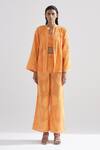 Buy_Echo by Tanya Arora_Orange Cotton Satin Poppy Jacket_Online_at_Aza_Fashions