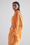 Shop_Echo by Tanya Arora_Orange Cotton Satin Poppy Jacket_Online_at_Aza_Fashions