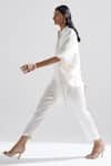 Buy_Echostudio_White Silk Plain Straight Fit Pant  _at_Aza_Fashions