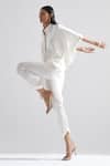 Shop_Echostudio_White Silk Plain Straight Fit Pant  _Online_at_Aza_Fashions