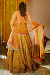 Shop_Moledro_Yellow Silk Twill Embroidered Sequins Sweetheart Neck Arzoo Bridal Lehenga Set _at_Aza_Fashions