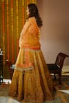 Moledro_Yellow Silk Twill Embroidered Sequins Sweetheart Neck Arzoo Bridal Lehenga Set _Online_at_Aza_Fashions