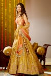 Buy_Moledro_Yellow Silk Twill Embroidered Sequins Sweetheart Neck Arzoo Bridal Lehenga Set _Online_at_Aza_Fashions