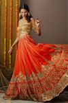 Buy_Moledro_Orange Twill Silk Embellished Round Yara Bridal Lehenga Set _Online_at_Aza_Fashions