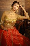 Shop_Moledro_Orange Twill Silk Embellished Round Yara Bridal Lehenga Set _Online_at_Aza_Fashions