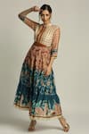 Buy_Soup by Sougat Paul_Blue Cotton Silk Floral Print Dress With Belt_at_Aza_Fashions