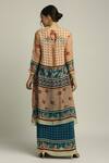Shop_Soup by Sougat Paul_Blue Crepe Printed Floral Square Neck Jacket Skirt Set _at_Aza_Fashions