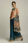 Buy_Soup by Sougat Paul_Blue Crepe Printed Floral Square Neck Jacket Skirt Set _Online_at_Aza_Fashions