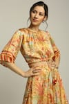 Shop_Soup By Sougat Paul_Yellow Satin Forest Print Round Skirt Set _Online_at_Aza_Fashions