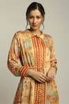 Shop_Soup By Sougat Paul_Yellow Satin Forest Print Straight Collar Groove Dress _Online_at_Aza_Fashions