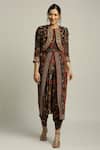 Buy_Soup By Sougat Paul_Black Crepe Sequins, Batik Print V Neck Jacket And Jumpsuit Set _at_Aza_Fashions