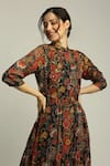 Buy_Soup by Sougat Paul_Black Chiffon Printed Batik High Neck Dress_Online_at_Aza_Fashions