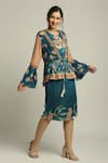 Soup By Sougat Paul Blue Crepe Floral Round Print Jacket And Dress Set Online at Aza Fashions Soup By Sougat Paul_Blue Crepe Floral Round Print Jacket And Dress Set _Online_at_Aza_Fashions