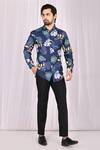 Buy Aryavir Malhotra Blue Cotton Monstera Print Shirt at Aza Fashions Buy_Aryavir Malhotra_Blue Cotton Monstera Print Shirt_at_Aza_Fashions