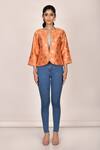 Buy_Samyukta Singhania_Orange Polyester Viscose Front Open Jacket_Online_at_Aza_Fashions