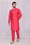 Buy_Samyukta Singhania_Pink Dupion Silk Full Sleeves Kurta And Churidar Set_at_Aza_Fashions