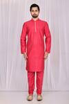 Buy_Samyukta Singhania_Pink Dupion Silk Full Sleeves Kurta And Churidar Set_Online_at_Aza_Fashions