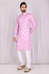 Buy_Samyukta Singhania_Pink Poly Viscose Printed Moroccan Kurta And Pant Set_at_Aza_Fashions