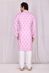 Shop_Samyukta Singhania_Pink Poly Viscose Printed Moroccan Kurta And Pant Set_at_Aza_Fashions
