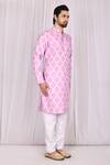 Samyukta Singhania_Pink Poly Viscose Printed Moroccan Kurta And Pant Set_Online_at_Aza_Fashions