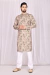 Buy_Samyukta Singhania_Brown Cotton Printed Floral Kurta Set_at_Aza_Fashions