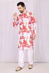 Buy_Samyukta Singhania_Red Cotton Printed Abstract Kurta Set_at_Aza_Fashions