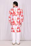 Shop_Samyukta Singhania_Red Cotton Printed Abstract Kurta Set_at_Aza_Fashions