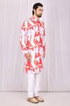 Samyukta Singhania_Red Cotton Printed Abstract Kurta Set_Online_at_Aza_Fashions