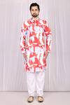 Buy_Samyukta Singhania_Red Cotton Printed Abstract Kurta Set_Online_at_Aza_Fashions