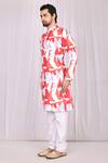 Shop_Samyukta Singhania_Red Cotton Printed Abstract Kurta Set_Online_at_Aza_Fashions