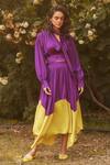 Buy_TheRealB_Purple Polyester Blouse And Asymmetric Skirt Set_at_Aza_Fashions