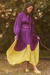Shop_TheRealB_Purple Polyester Blouse And Asymmetric Skirt Set_at_Aza_Fashions