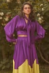 TheRealB_Purple Polyester Blouse And Asymmetric Skirt Set_Online_at_Aza_Fashions