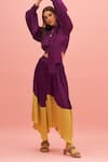 TheRealB_Purple 100% Polyester Plain Tie-up Pansy Satin Collared Blouse _Online_at_Aza_Fashions