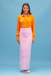 Buy_TheRealB_Pink Cotton Begonia Layered Jeans Skirt_at_Aza_Fashions
