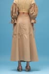 Shop_Therealb_Beige 100% Cotton Quicksand Pleated Skirt_Online_at_Aza_Fashions