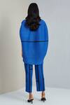Shop_Scarlet Sage_Blue Polyester Shannon Pleated Shirt And Pant Set_at_Aza_Fashions