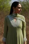 Shop_Radha Sharma_Green Georgette Embroidered Geometric Asymmetric Kurta Palazzo Set  _at_Aza_Fashions