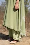 Radha Sharma_Green Georgette Embroidered Geometric Asymmetric Kurta Palazzo Set  _at_Aza_Fashions