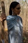 Radha Sharma_Blue Georgette Embroidered Floral Motifs Round Front Slit Kurta Set _Online_at_Aza_Fashions