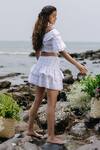 Kranberra_White Cotton Nadia Checkered Skirt_Online_at_Aza_Fashions