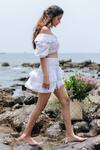 Shop_Kranberra_White Cotton Nadia Checkered Skirt_Online_at_Aza_Fashions