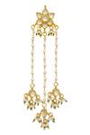 Shop_MAISARA JEWELRY_Gold Plated Stones, Pearls Kundan Dangler Earrings _at_Aza_Fashions