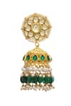 Shop_MAISARA JEWELRY_Green Stones, Beads, Pearls Kundan Jhumkas _at_Aza_Fashions