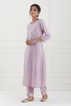 Shop_Tashee_Pink Cotton Stripes Round Lurex Kurta Pant Set _Online_at_Aza_Fashions