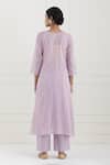 Shop_Tashee_Pink Cotton Stripes Round Neck Kurta Pant Set _at_Aza_Fashions
