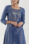 Buy_Tashee_Blue Cotton Stripes Round Neck Kurta Pant Set _Online_at_Aza_Fashions