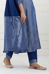 Shop_Tashee_Blue Cotton Stripes Round Neck Kurta Pant Set _Online_at_Aza_Fashions